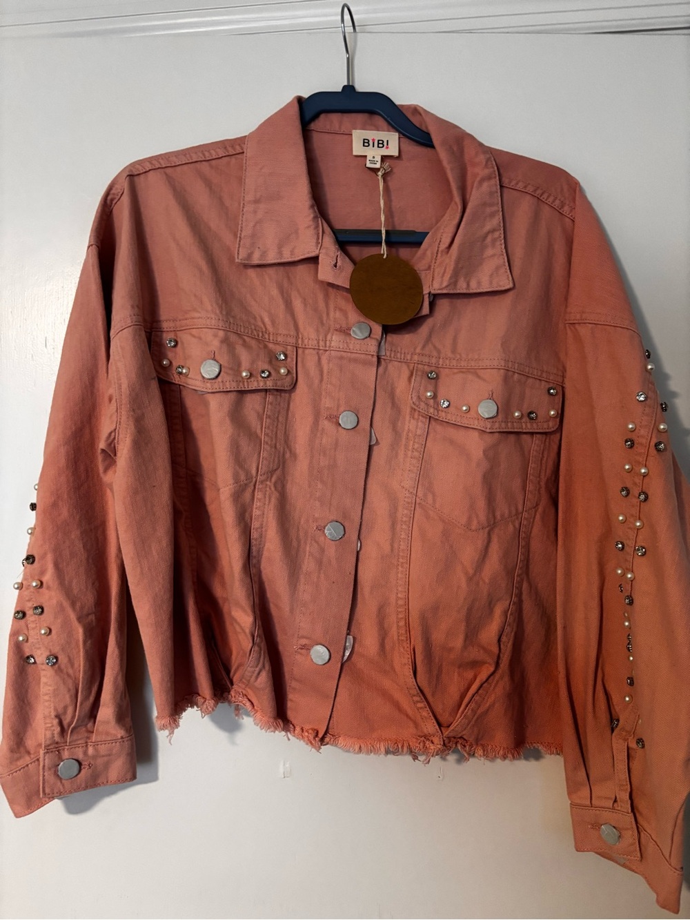 BiBi Coral Studded Cropped Denim Jacket